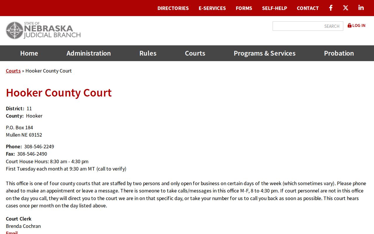 Hooker County warrant search County Court source