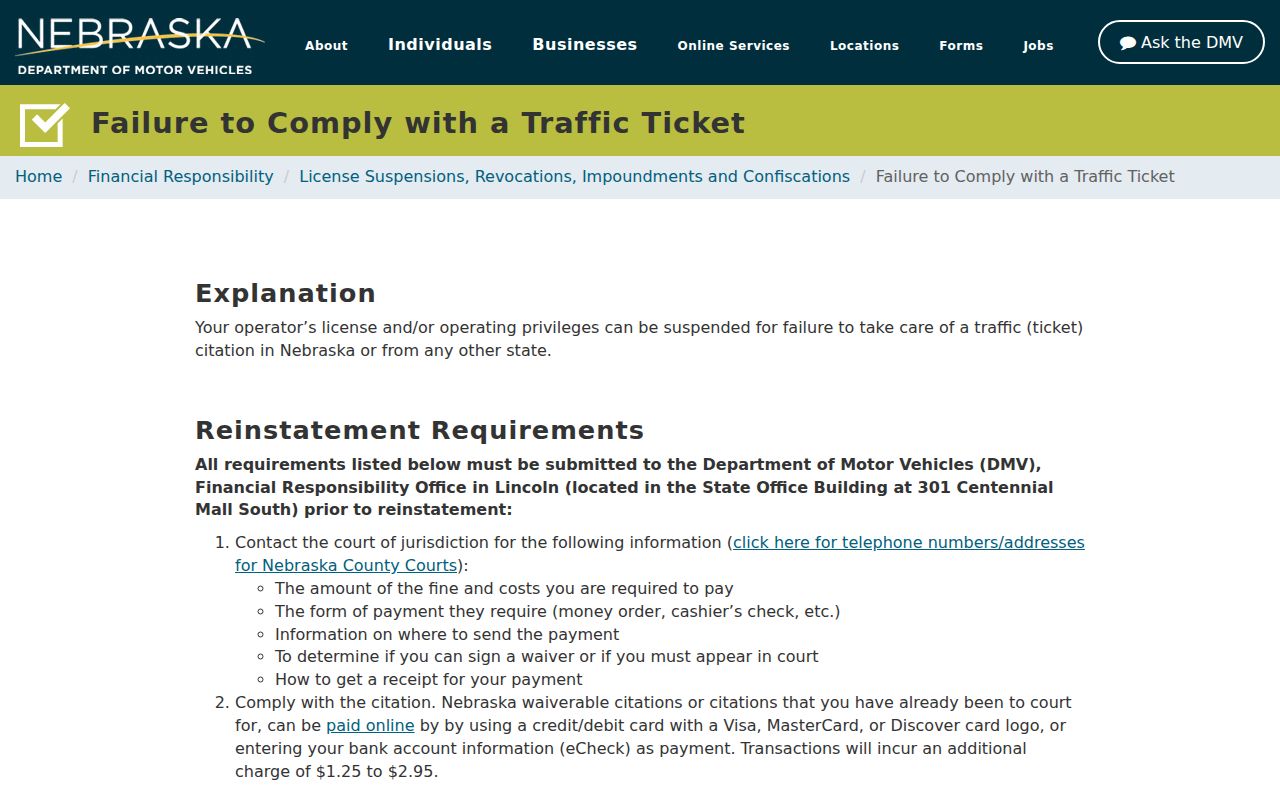 Hooker County traffic warrant DMV compliance source